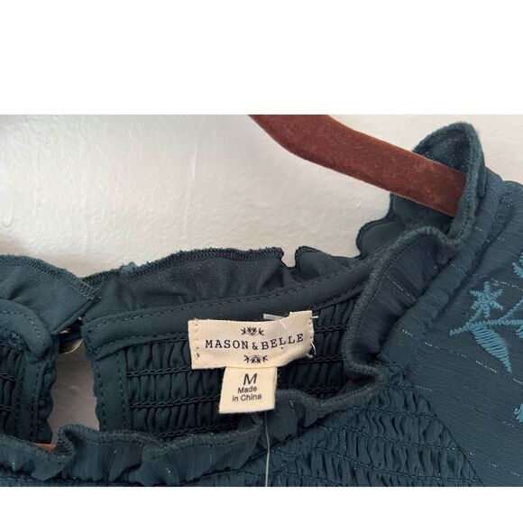 MASON & BELLE  Women's Chiffon Blouse Size  M Dark Turquoise - Picture 6 of 8